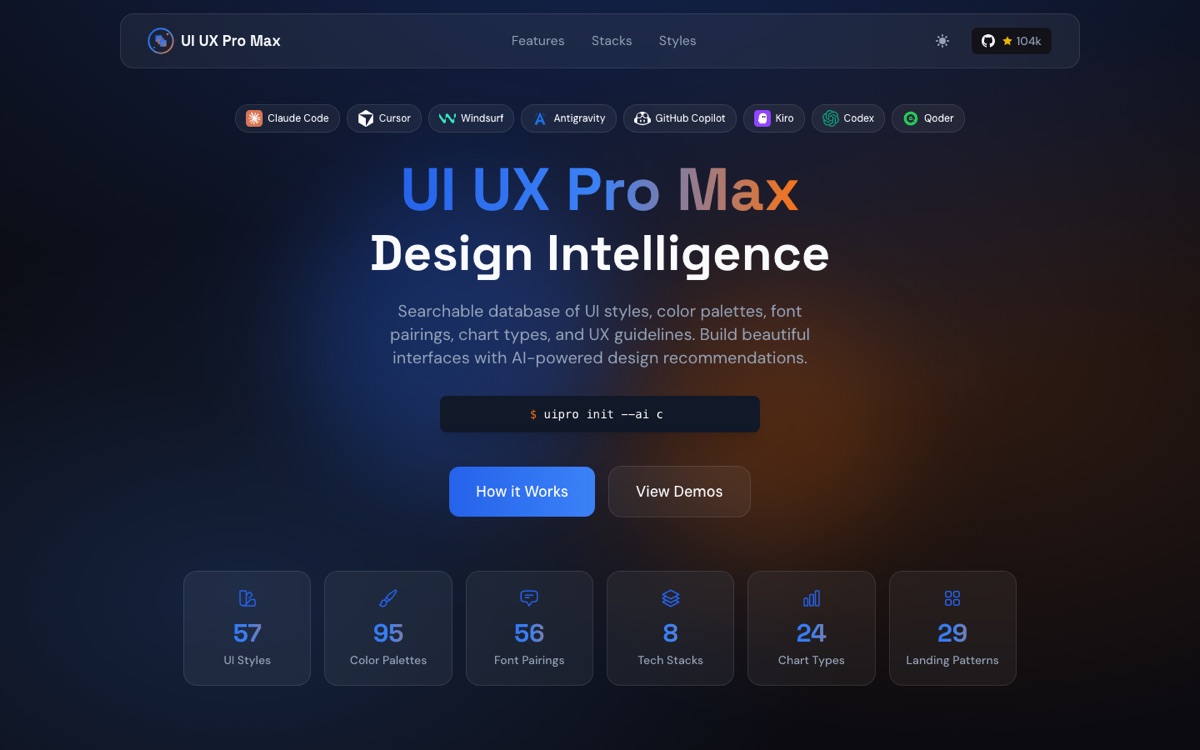 UI UX Pro Max — design intelligence for Claude Code